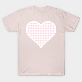 Millennial Pink and White Gingham Heart T-Shirt